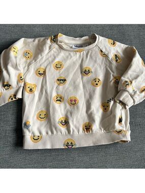 Molo Kids Sweatshirt Cream Yellow Emoji Disc